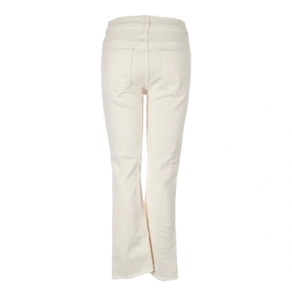 Mother The Looker Ankle Step Fray Jeans Cream Puffs NWT Size 33 High Rise Skinny